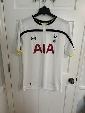Under Armour Tottenham Hotspur White Soccer Jersey with Navy and Yellow Trim